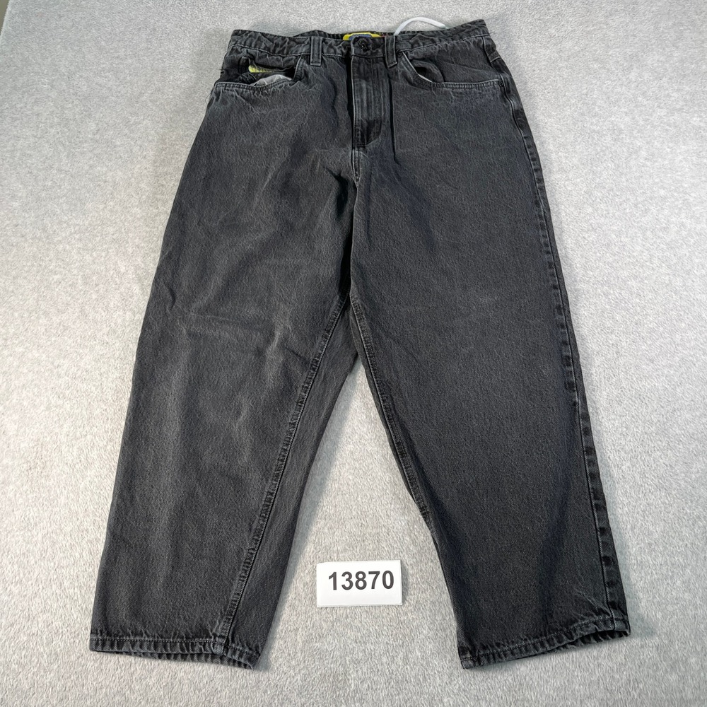 Empyre Baggy Jeans Mens 32 Dark Gray Cotton Embroidered Zip Fly Everyday Wear